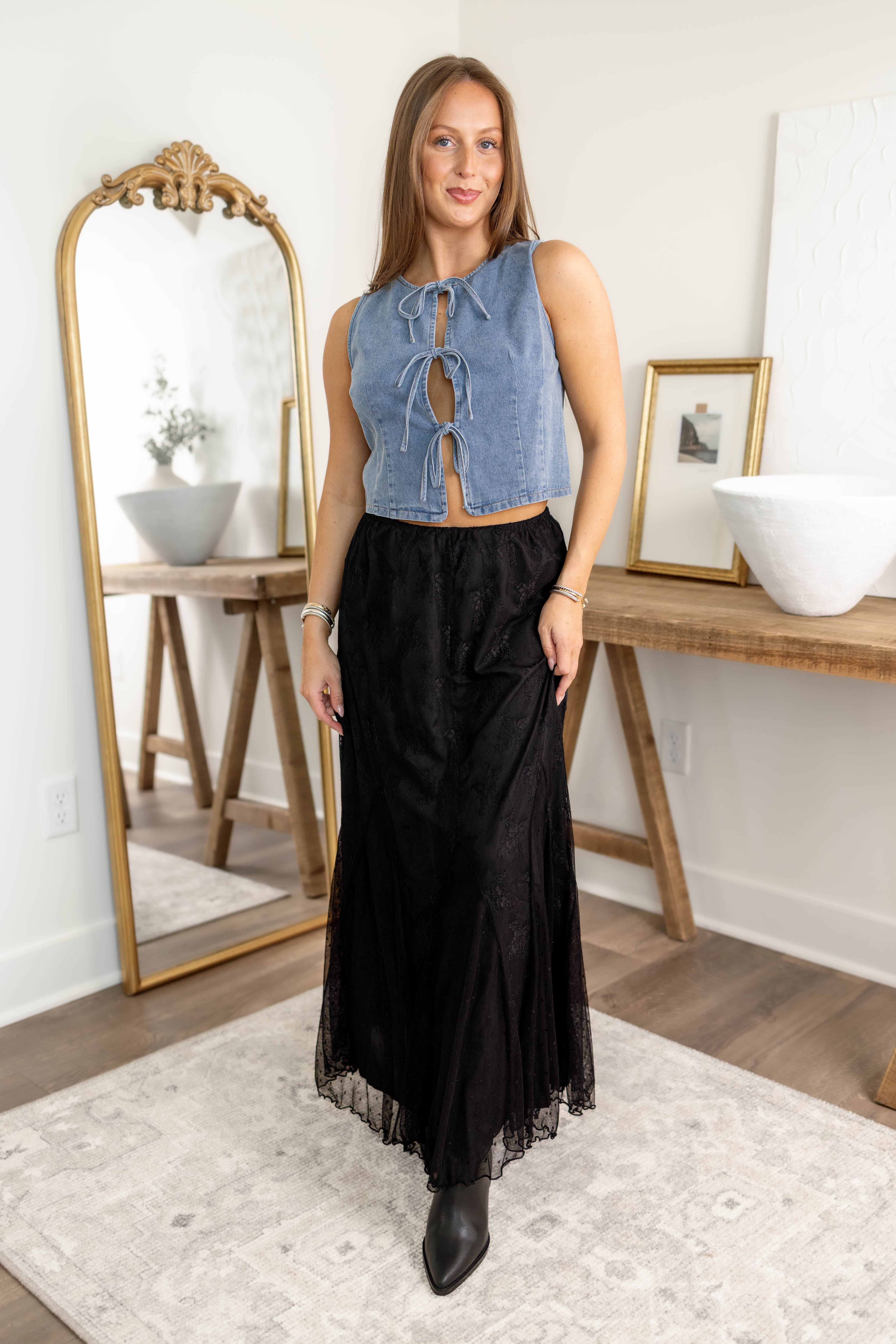 Ella Mesh Midi Skirt