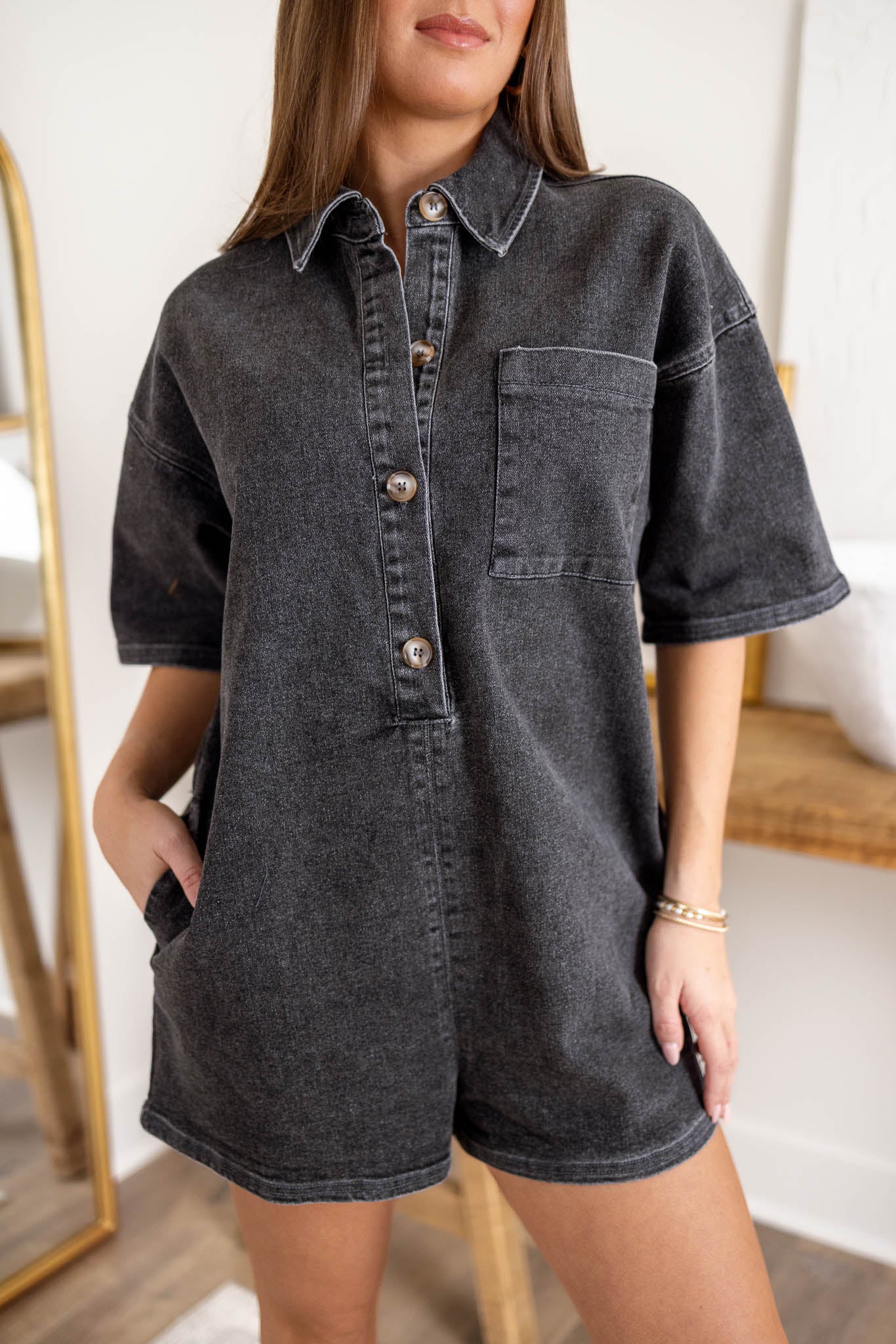 Broadway Denim Romper