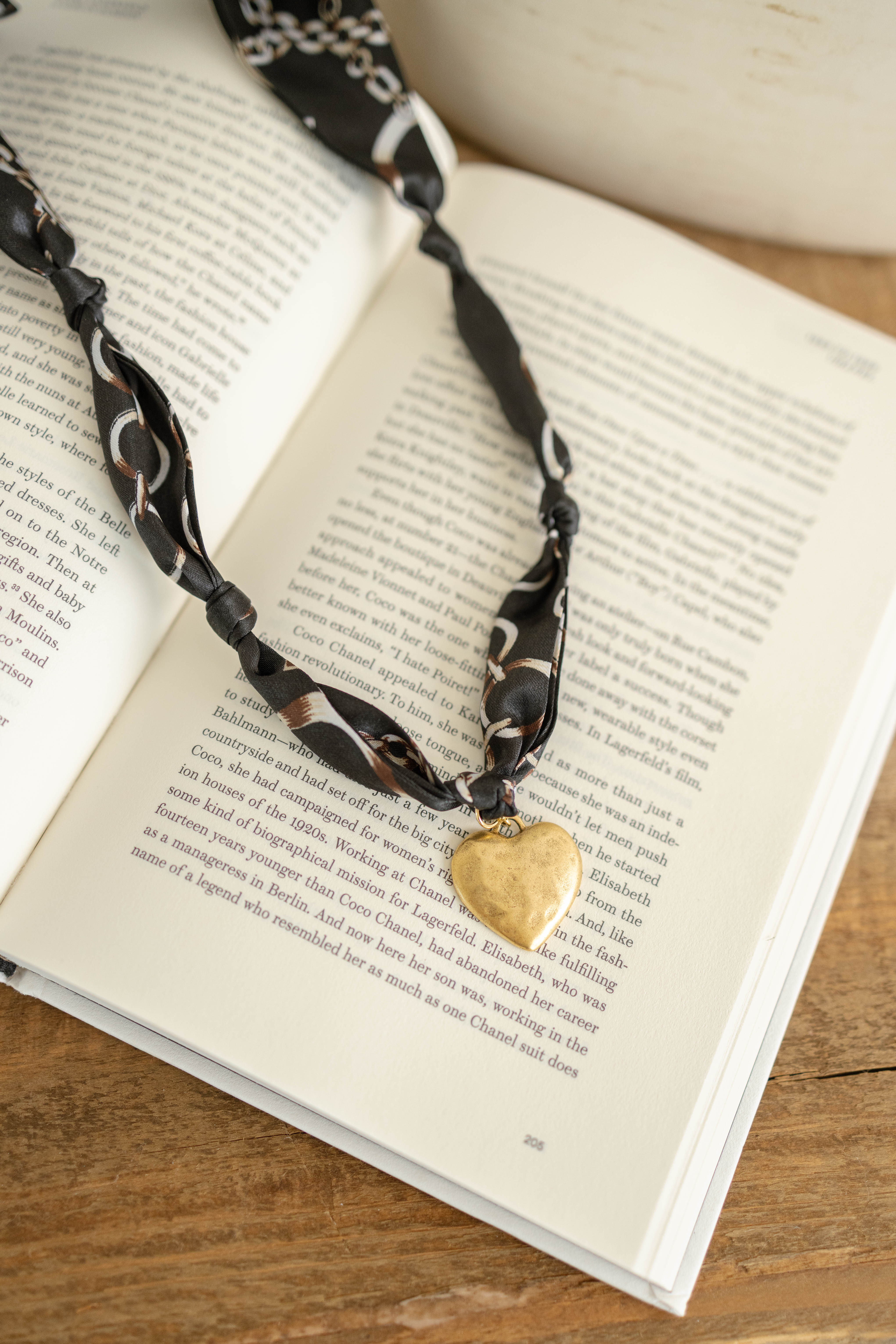 Gold Heart Scarf Necklace