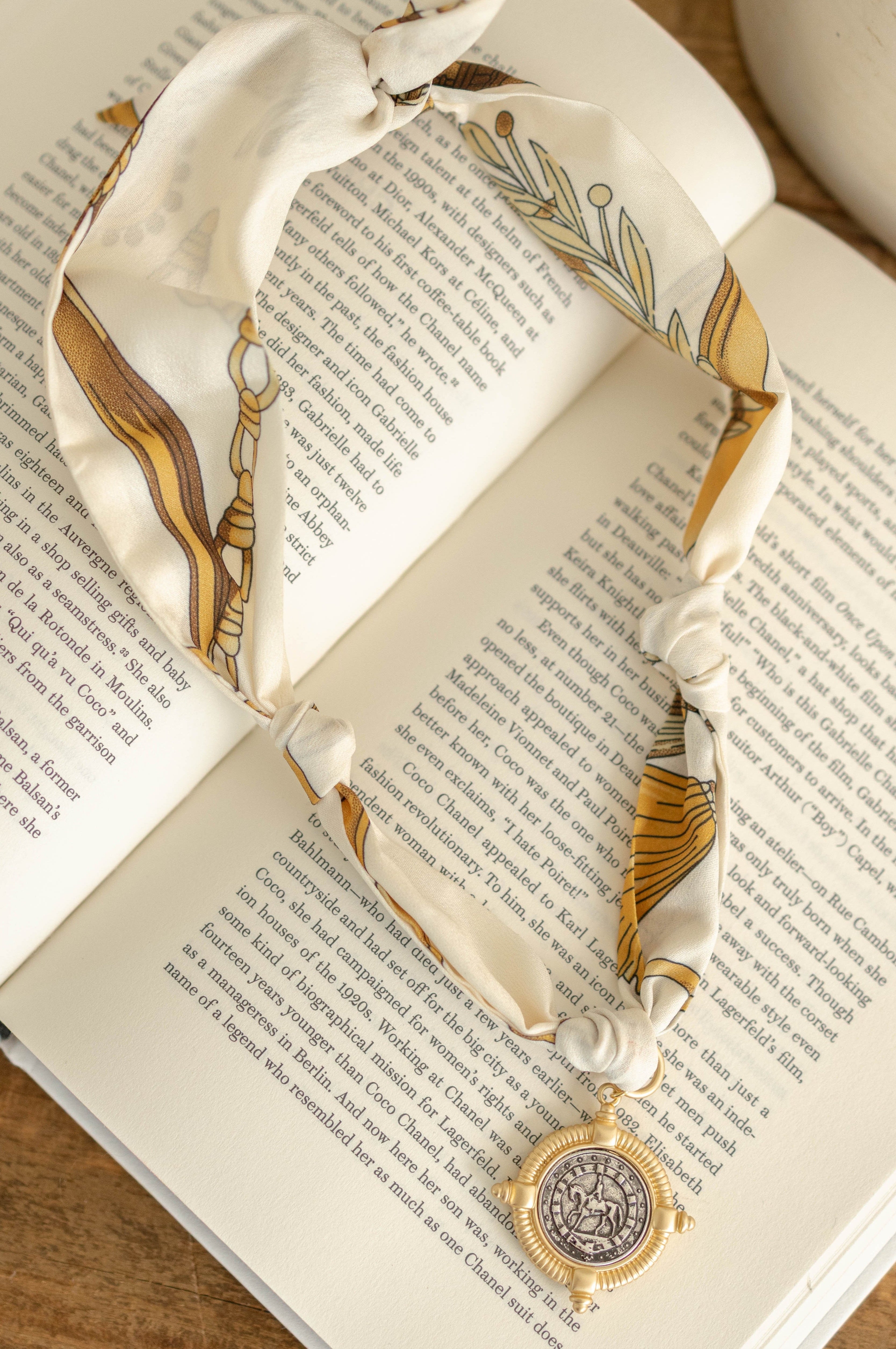 Cream Horse Scarf Necklace