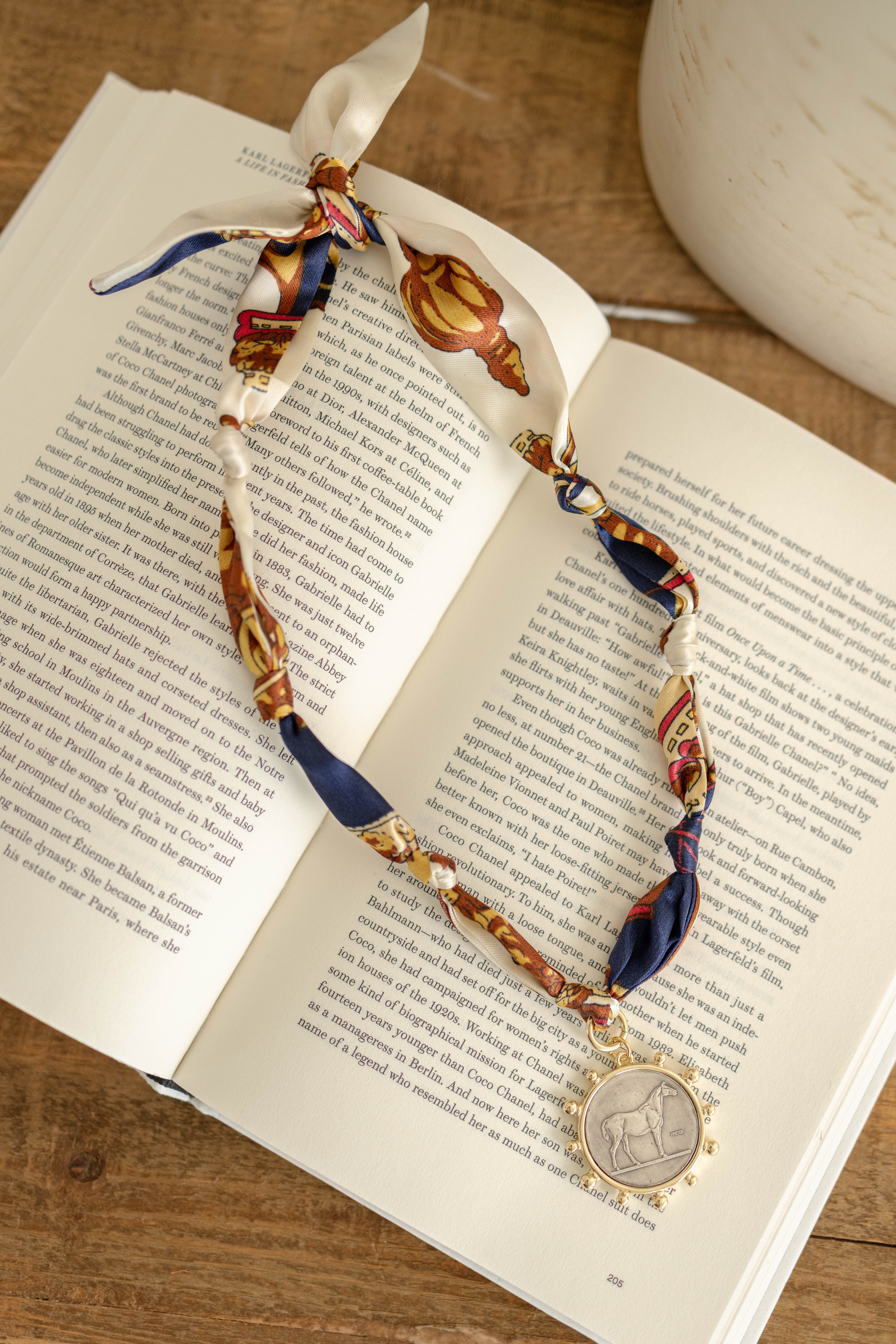 Gold Horse Scarf Necklace