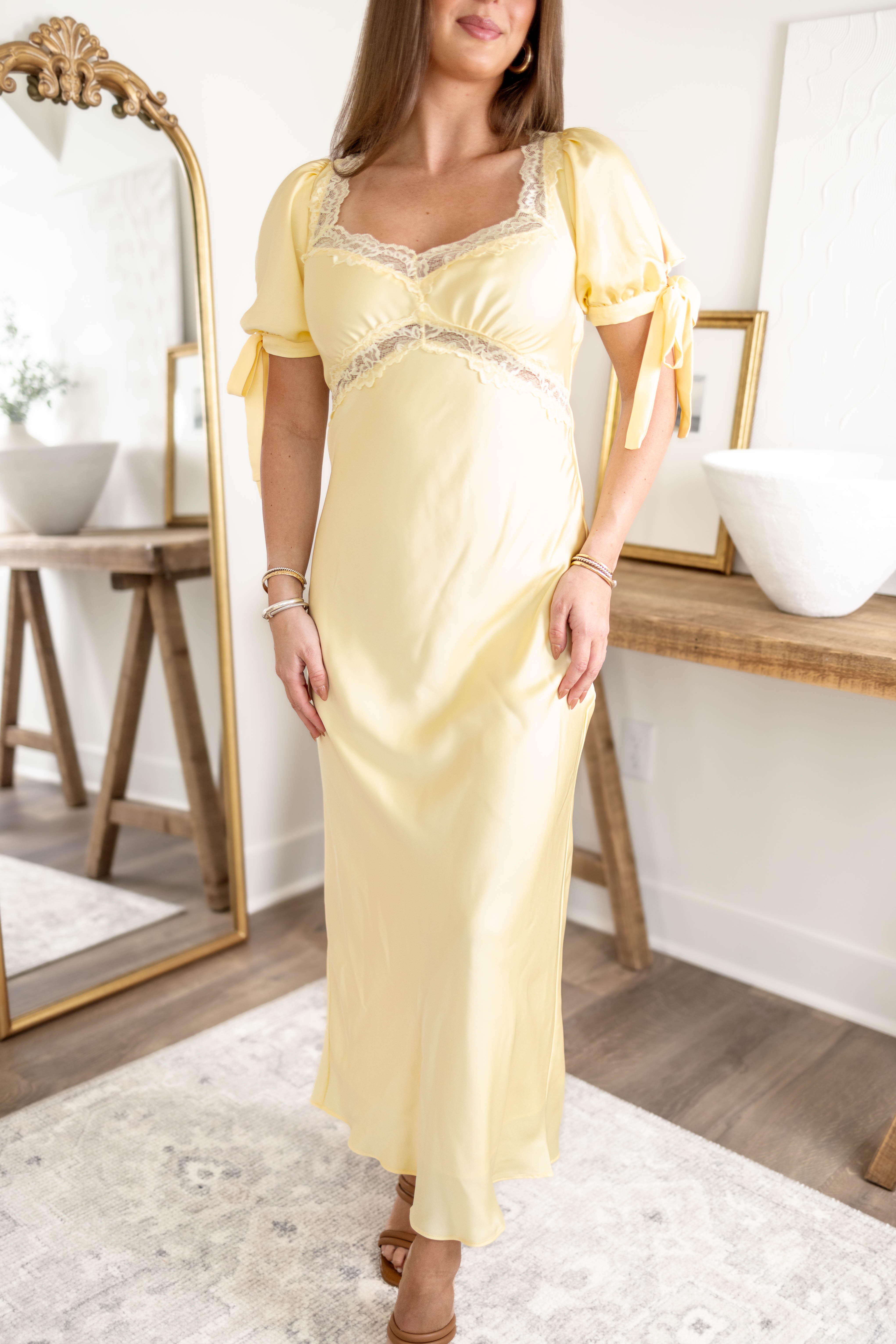 Anna Satin Midi Dress