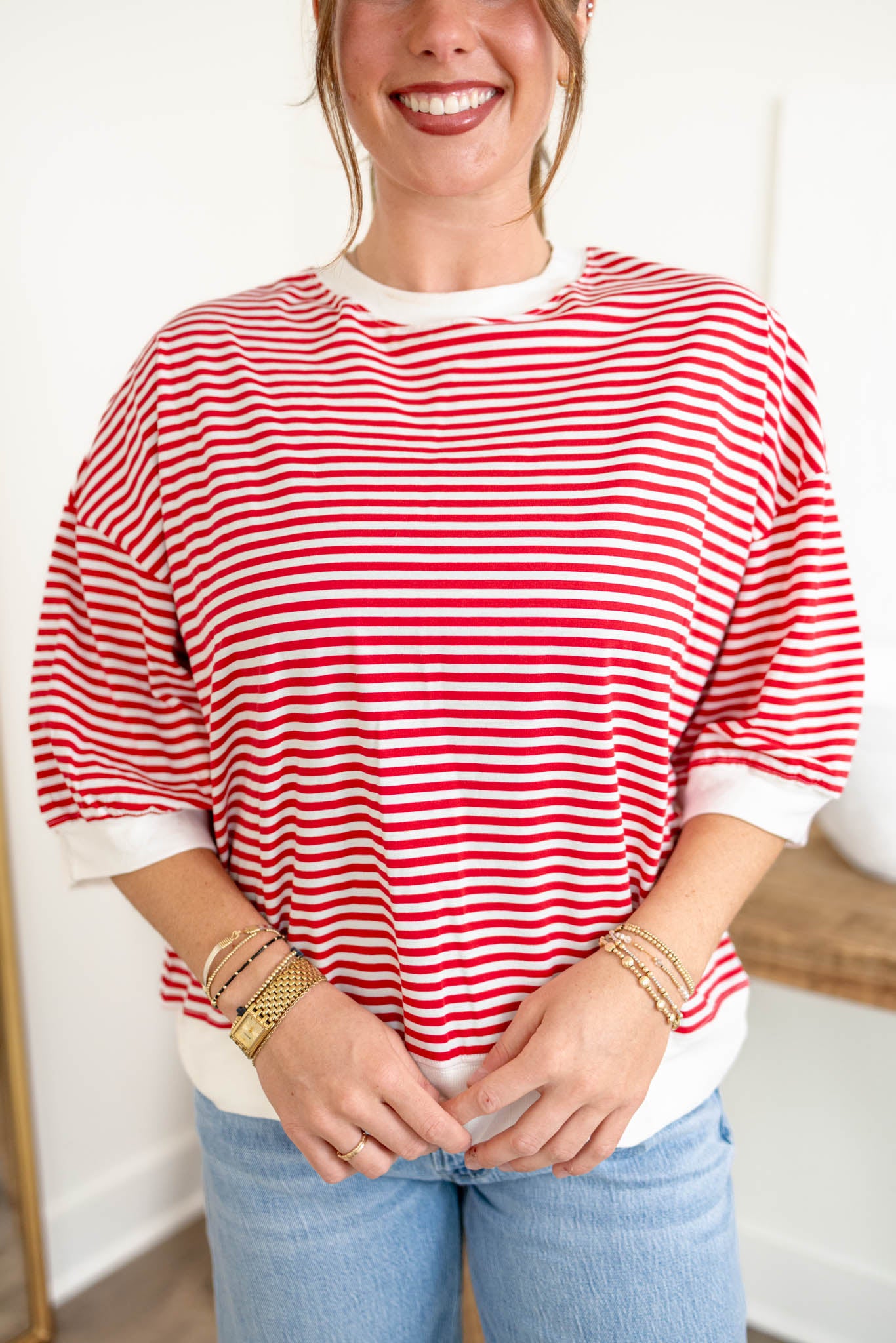 Tori Crew Neck Top | Red