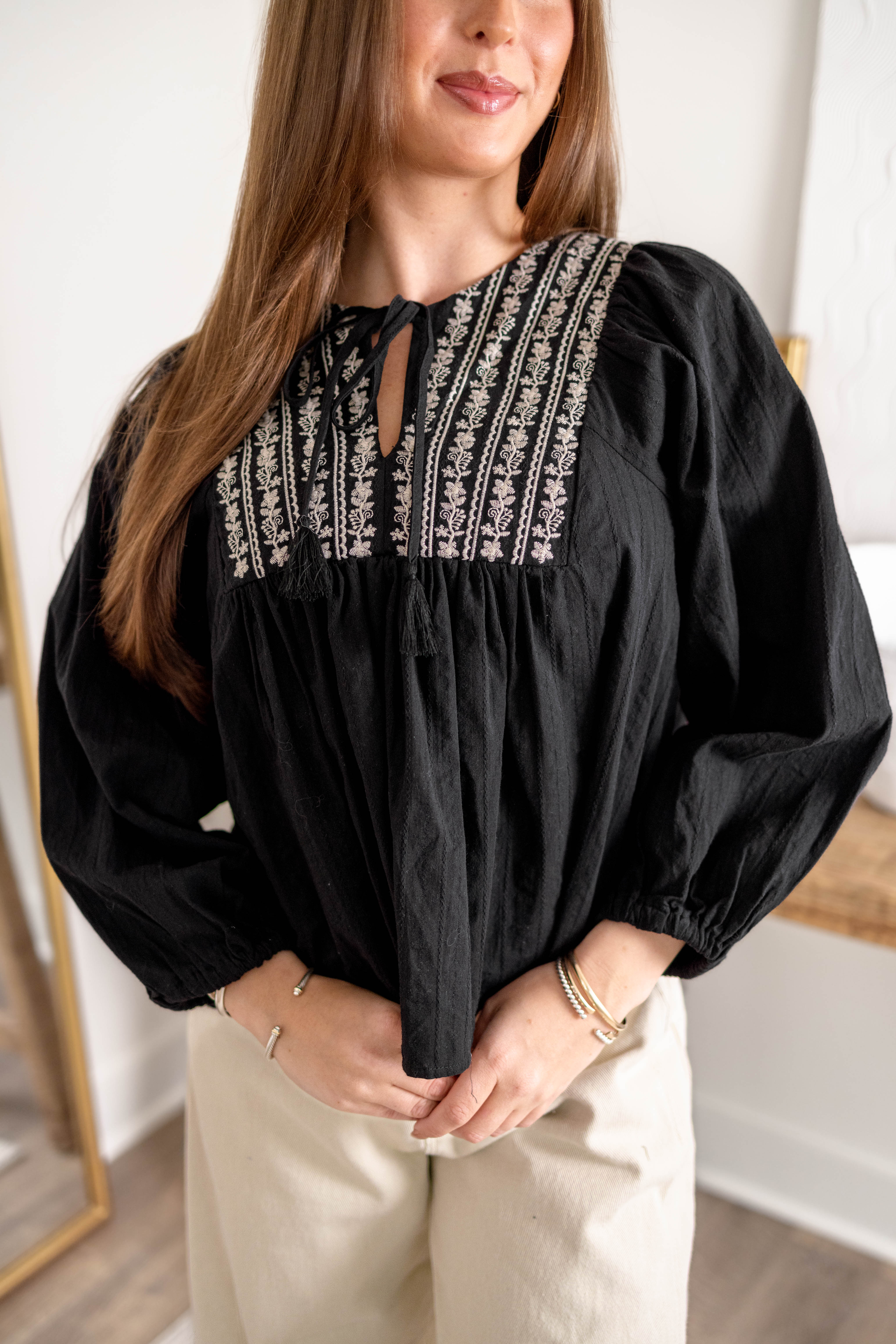 Noir Embroidered Blouse