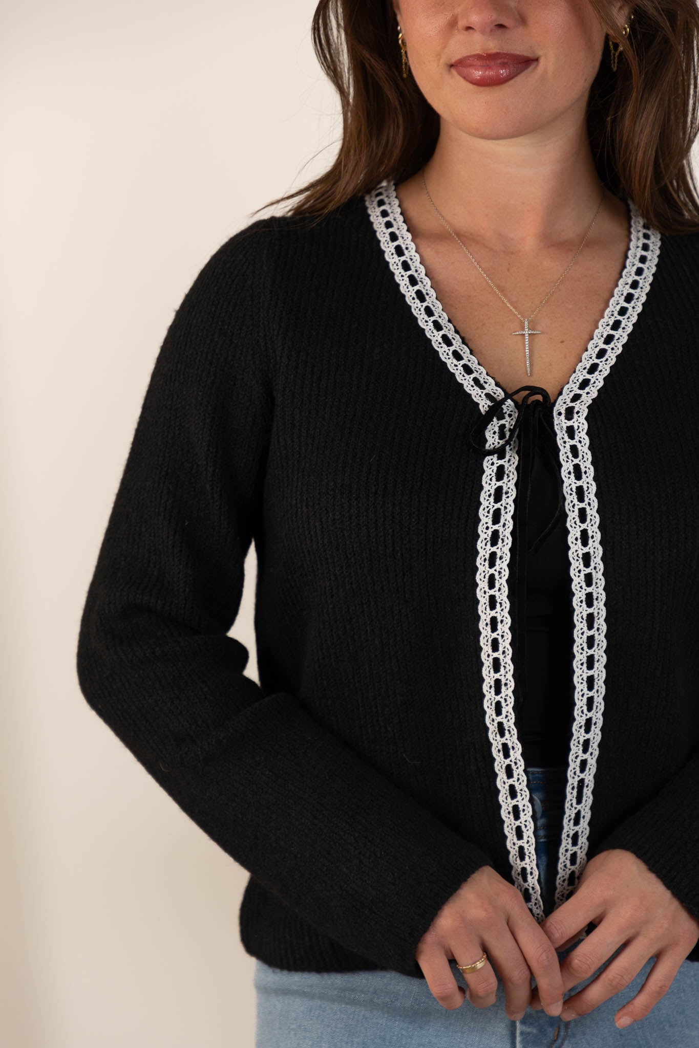 Sofia Lace Trim Cardigan