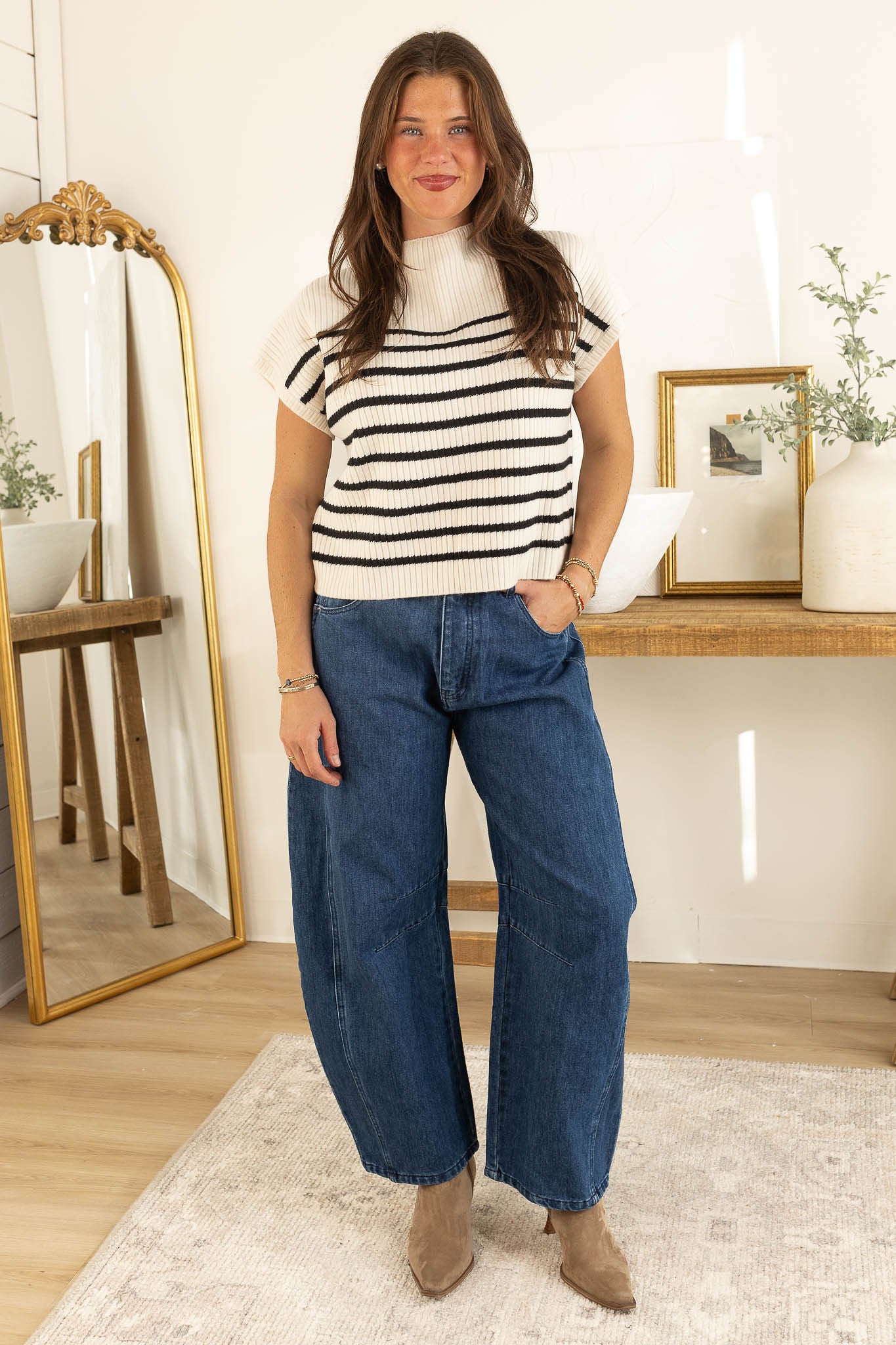 Raven Mock Neck Top | Ivory