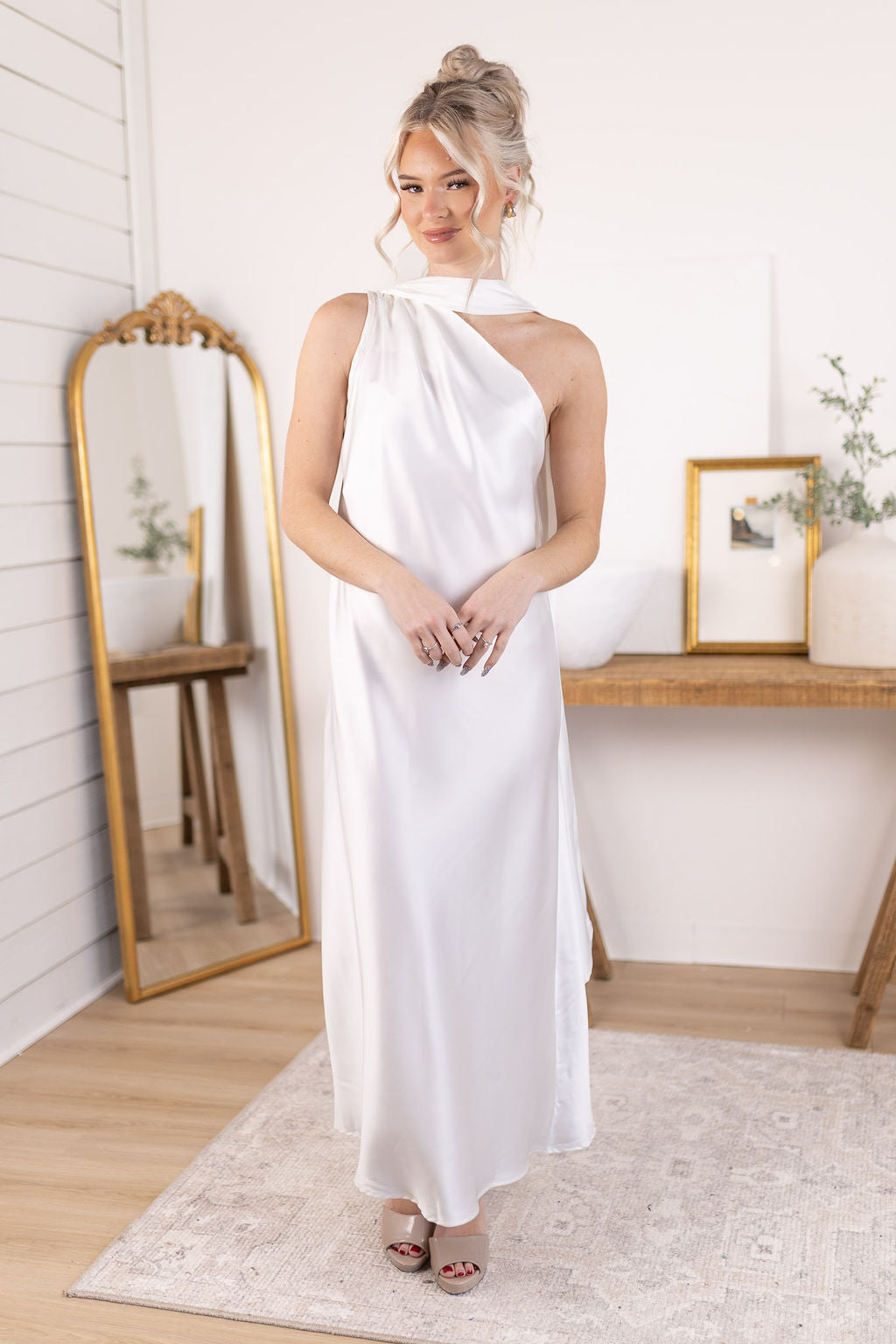 Satin Scarf Dress | Ivory
