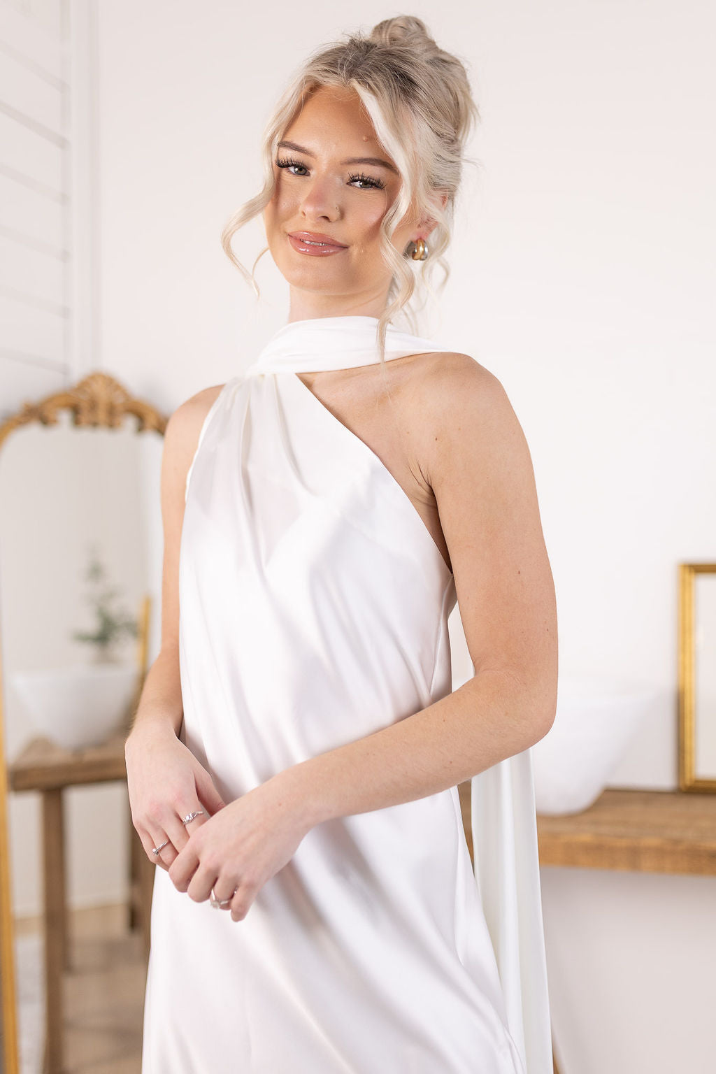 Satin Scarf Dress | Ivory