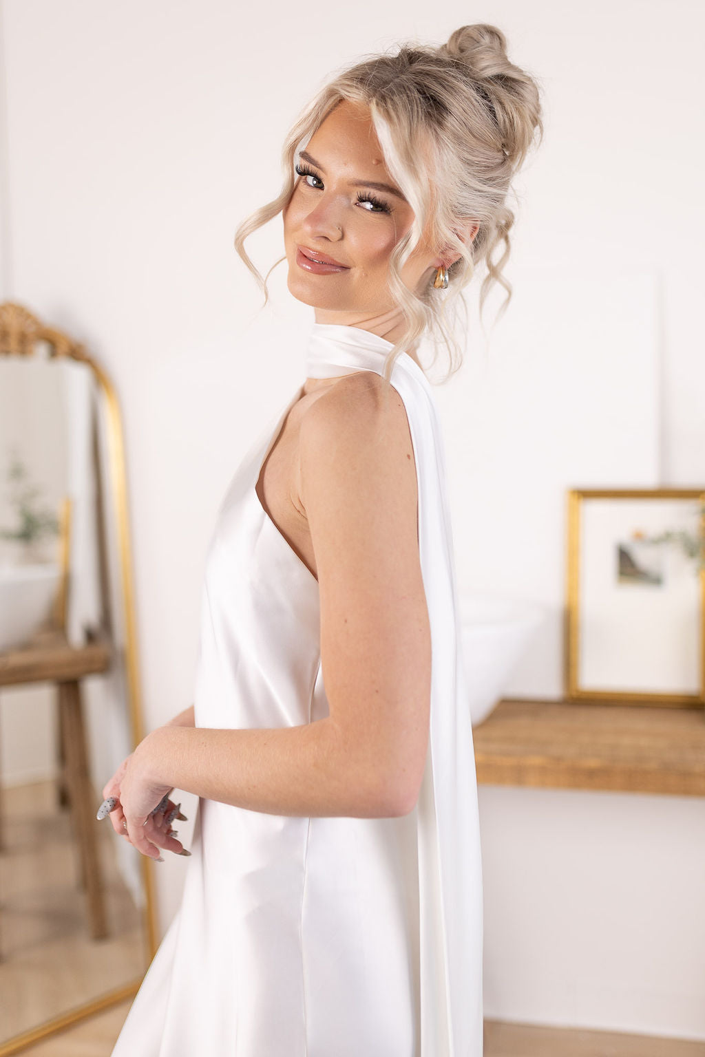 Satin Scarf Dress | Ivory