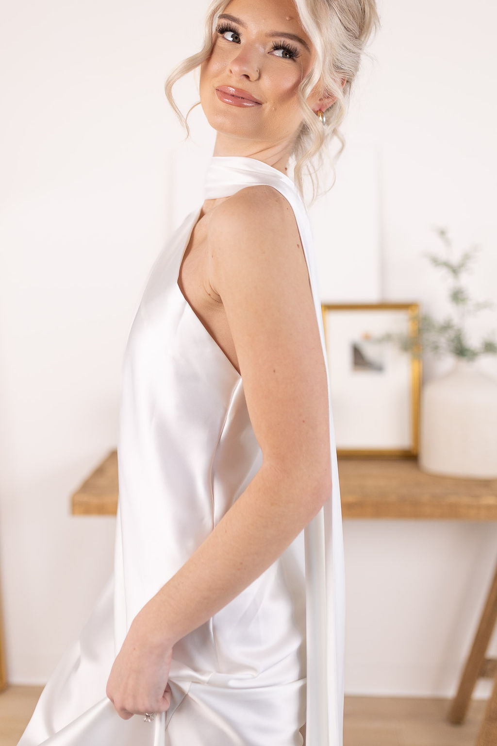 Satin Scarf Dress | Ivory