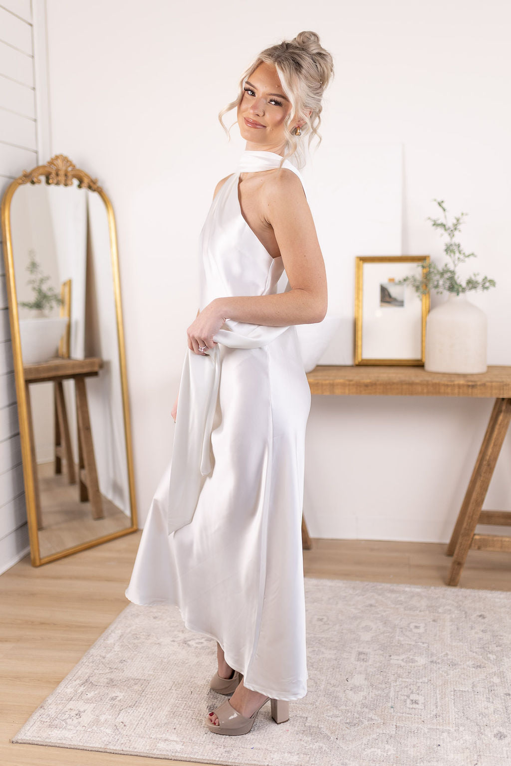 Satin Scarf Dress | Ivory