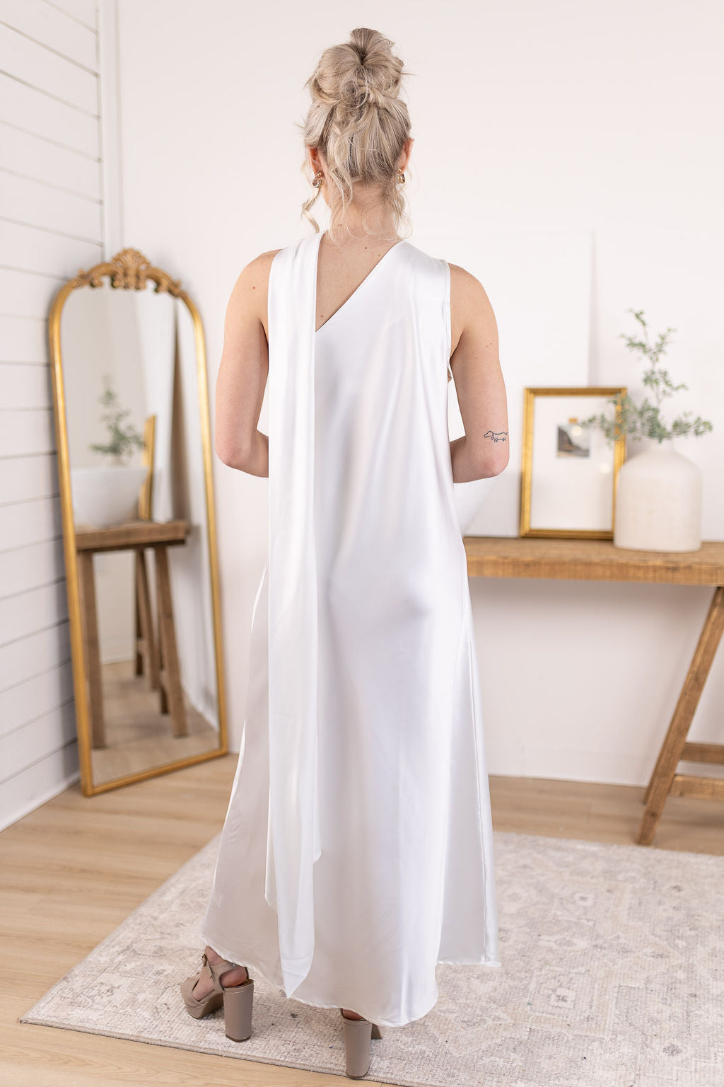 Satin Scarf Dress | Ivory
