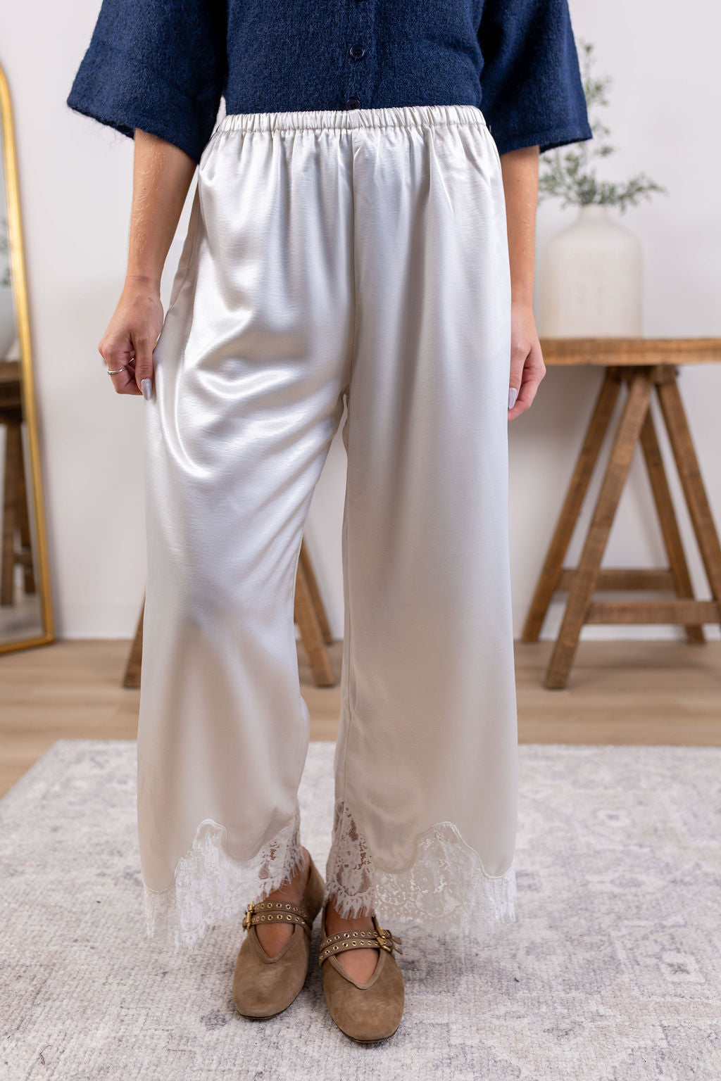 Champagne Satin Pants