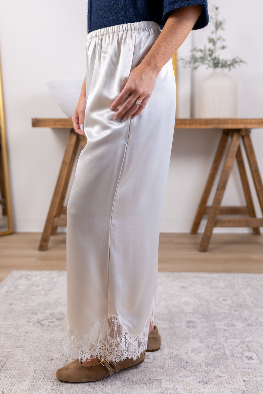 Champagne Satin Pants