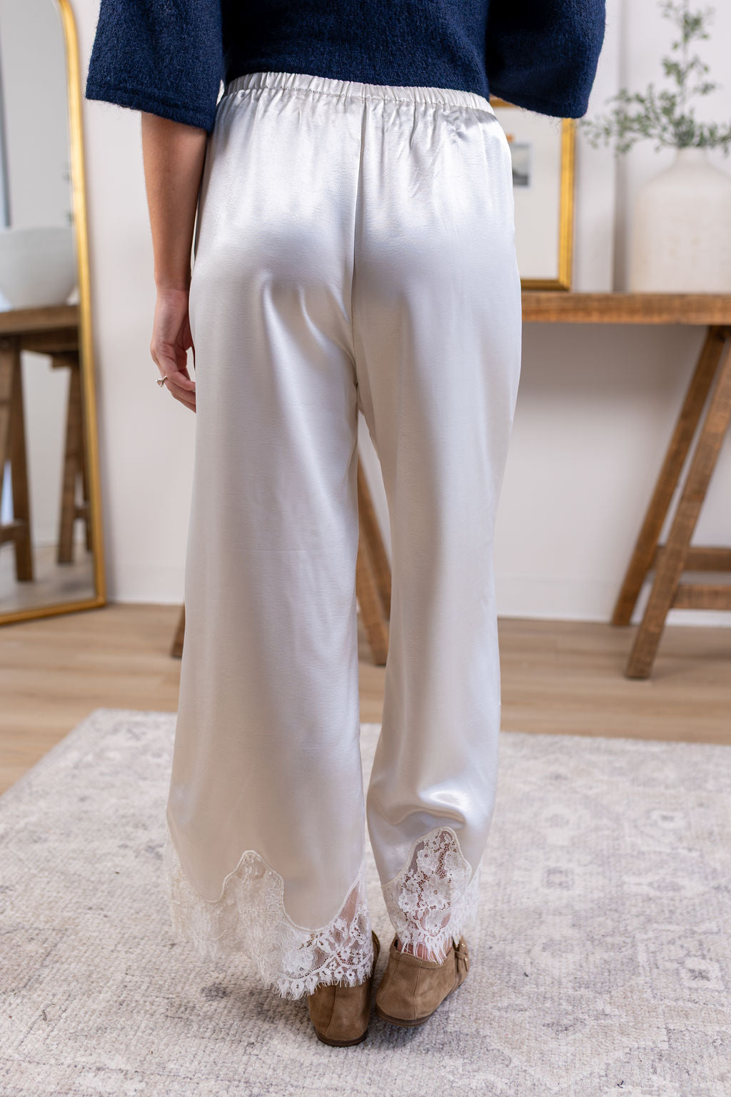 Champagne Satin Pants