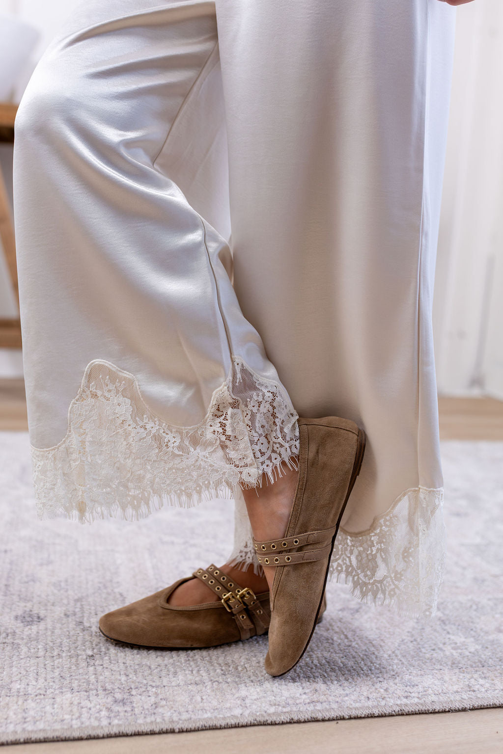 Champagne Satin Pants