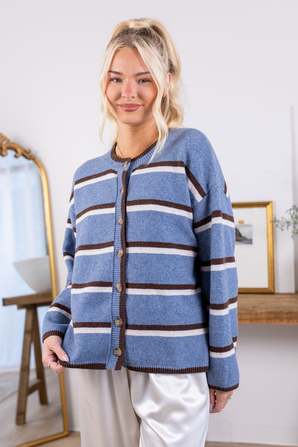 Heather Striped Cardigan