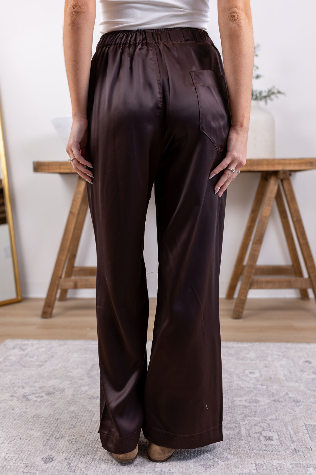 Eve Satin Pants | Brown