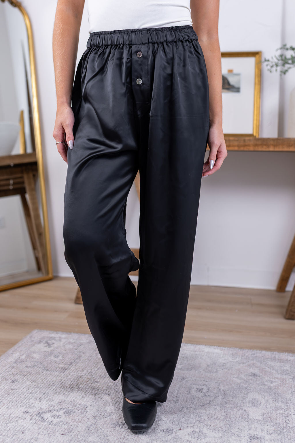 Eve Satin Pants | Black