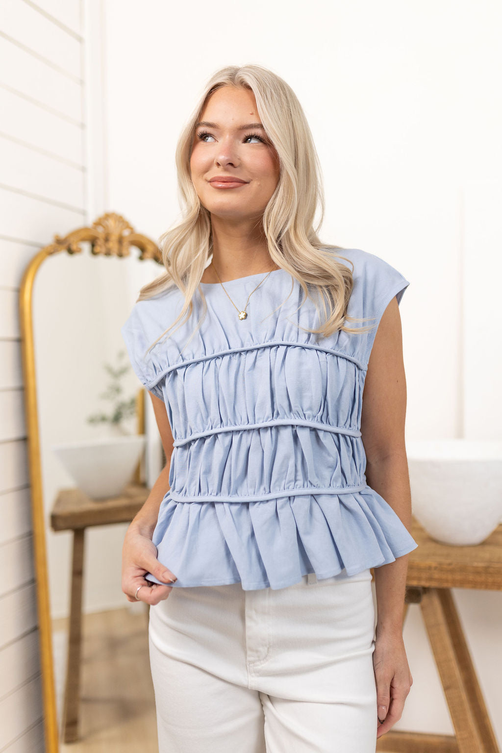 Elowyn Ruched Top | Blue