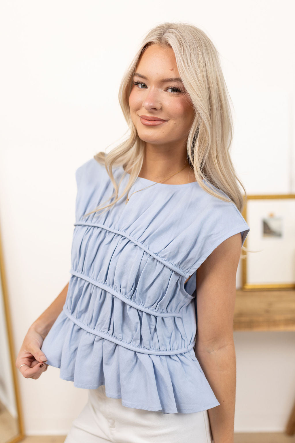 Elowyn Ruched Top | Blue