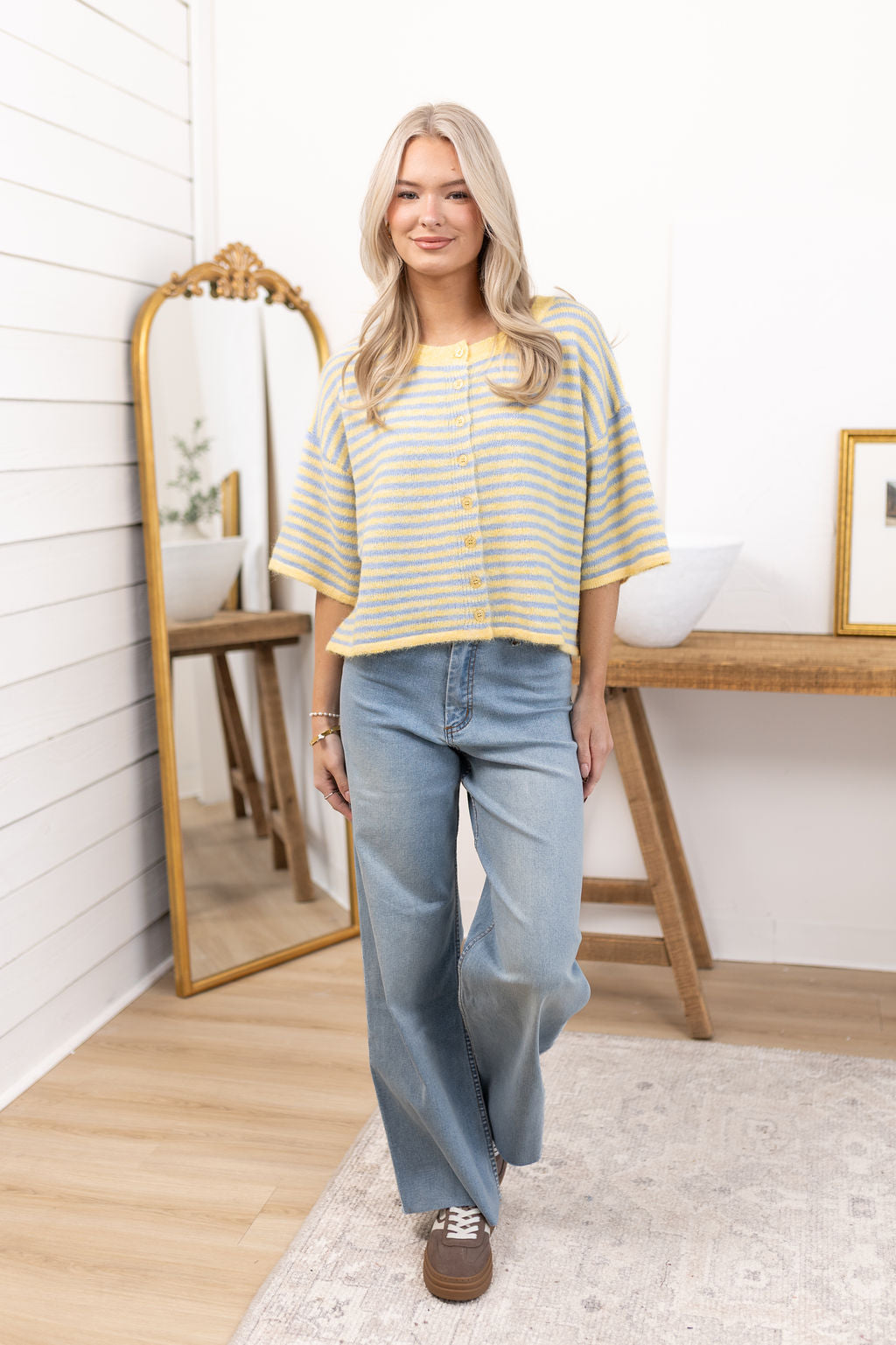 Jen Cardigan | Blue + Yellow