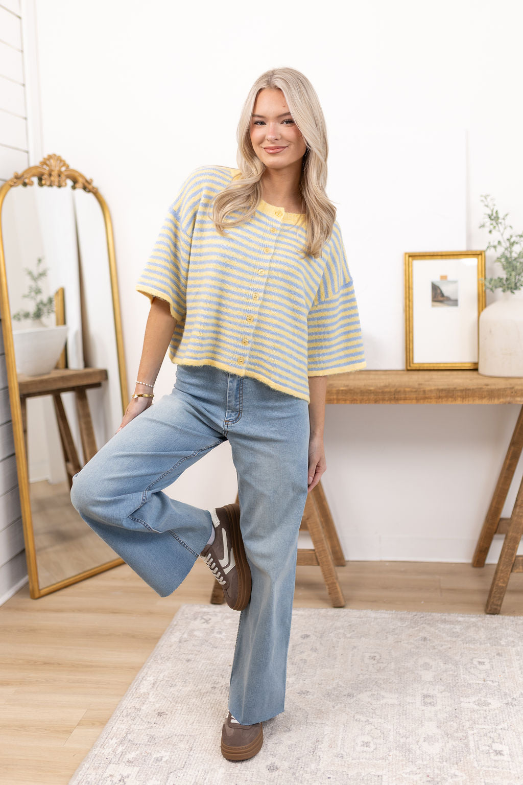 Jen Cardigan | Blue + Yellow