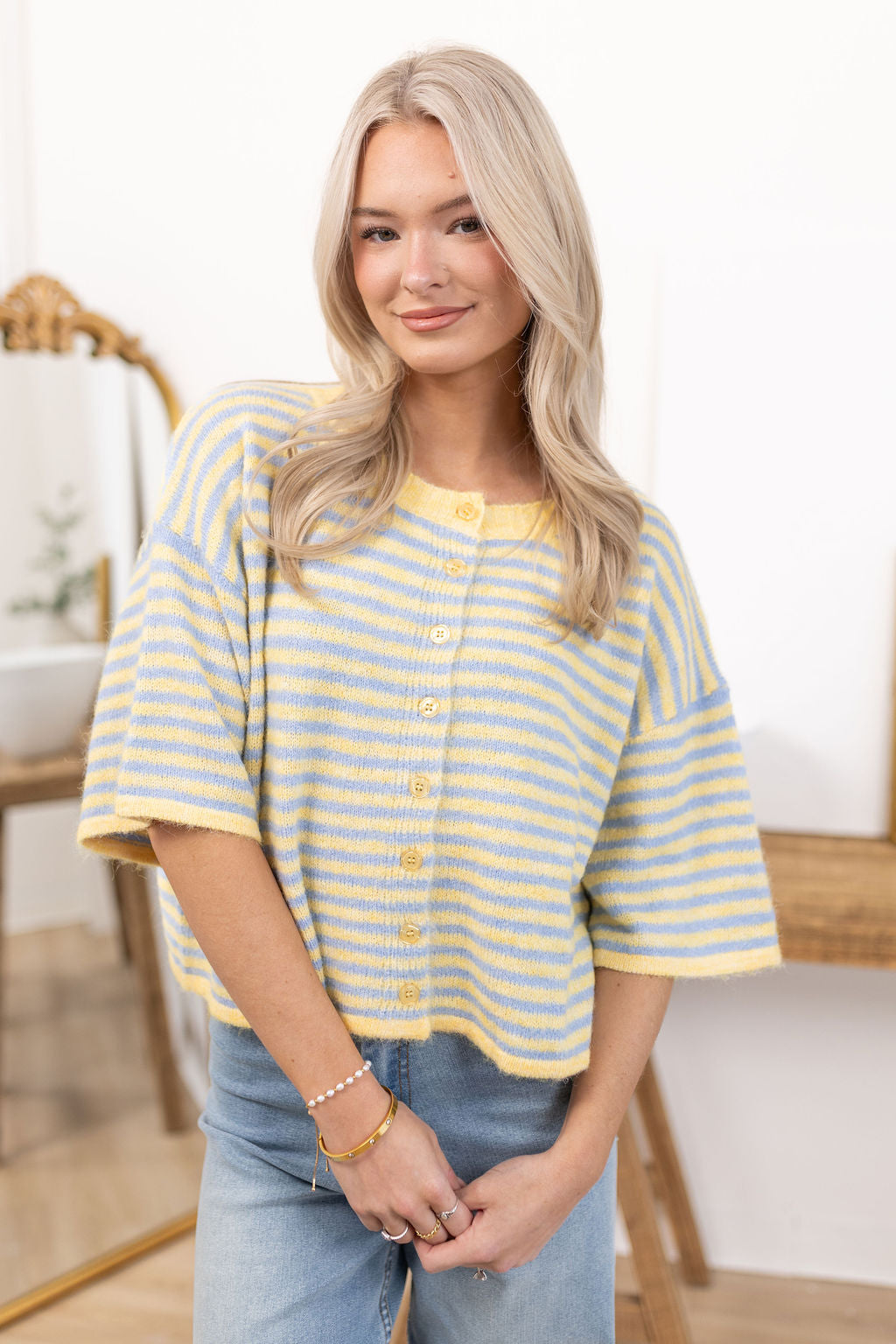 Jen Cardigan | Blue + Yellow