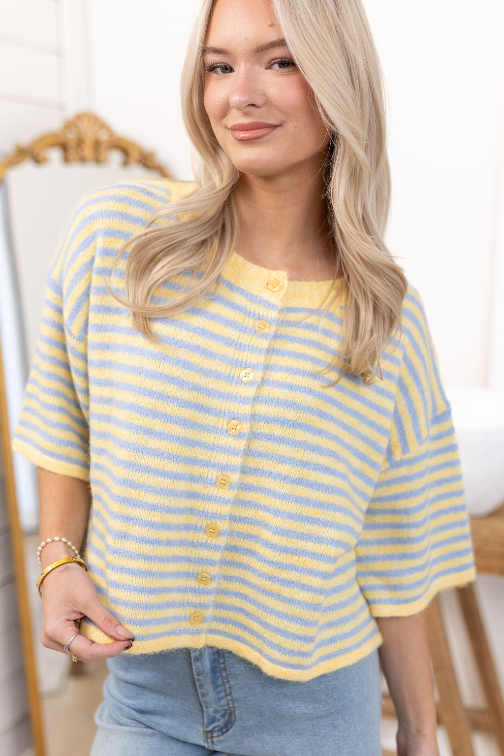 Jen Cardigan | Blue + Yellow
