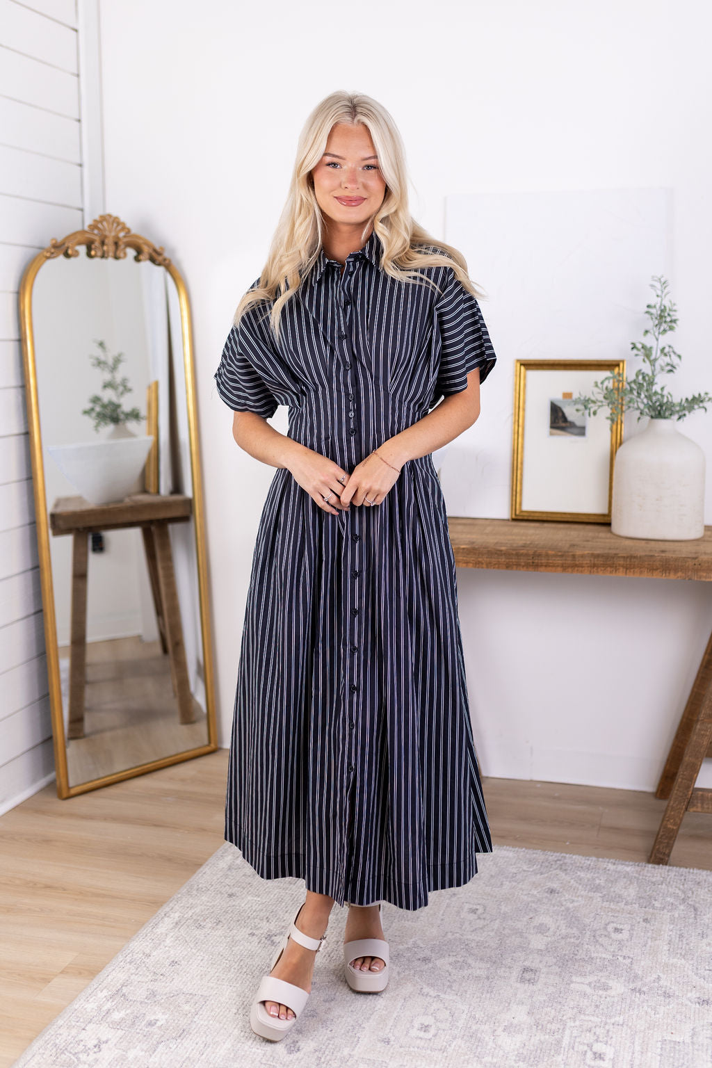 Lottie Pleated Midi Dress