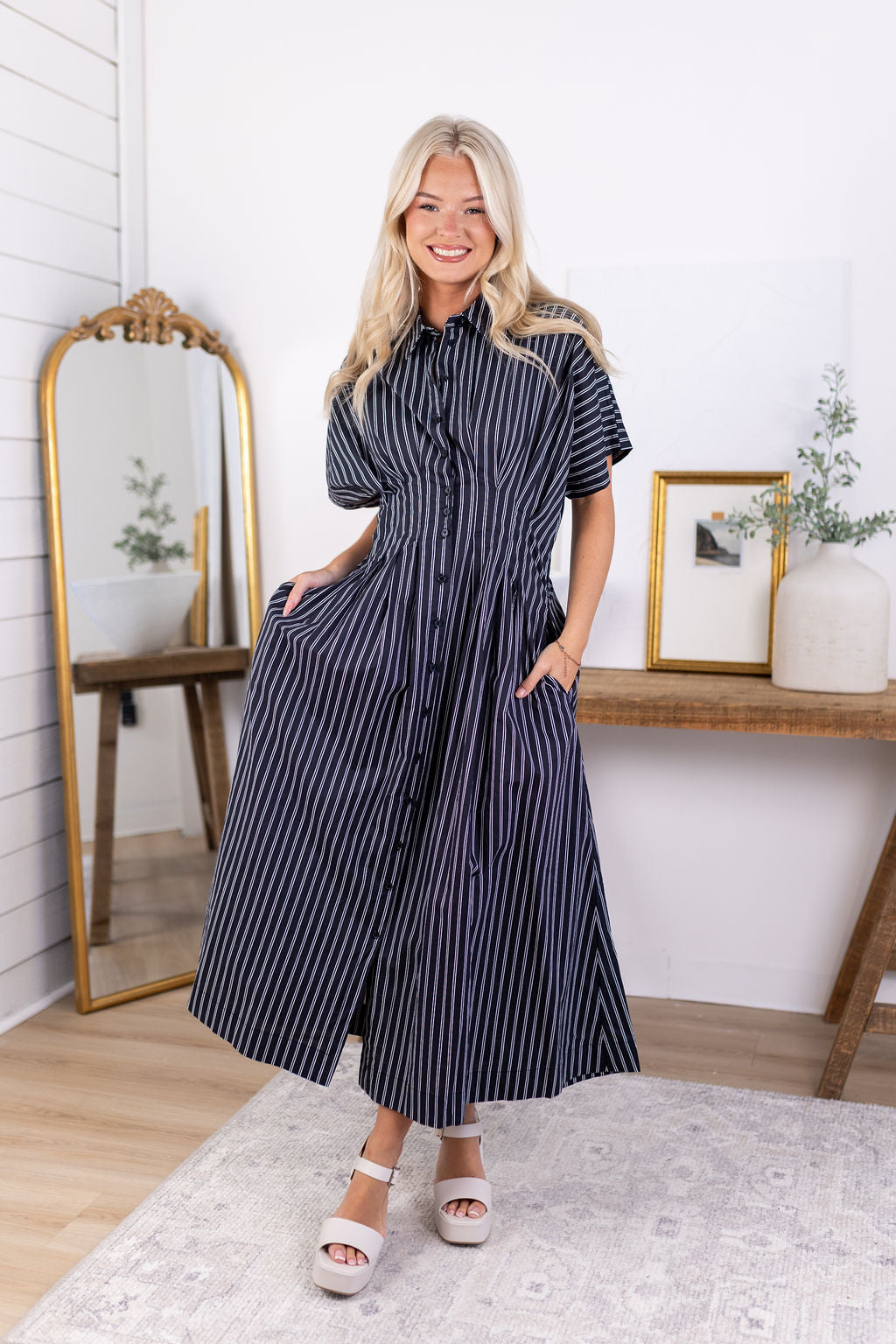 Lottie Pleated Midi Dress