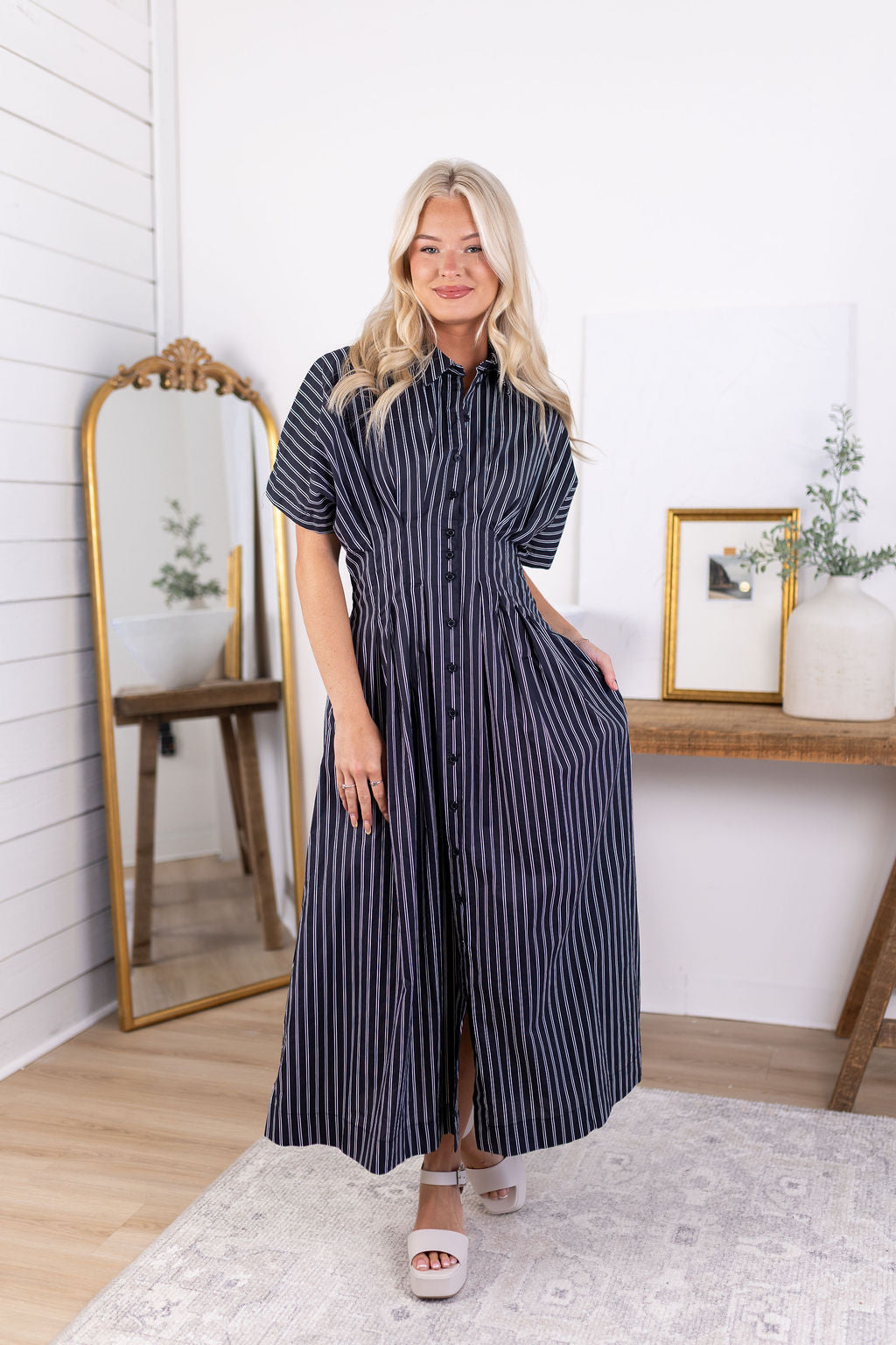 Lottie Pleated Midi Dress