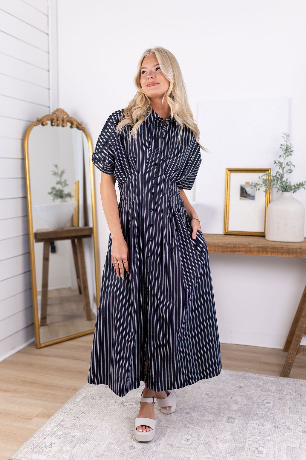 Lottie Pleated Midi Dress