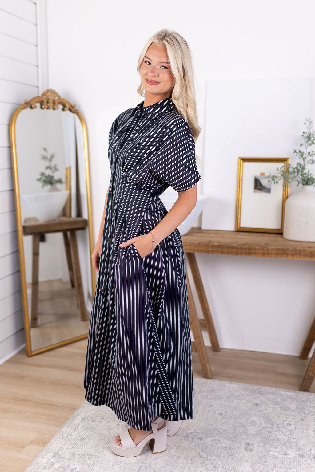 Lottie Pleated Midi Dress