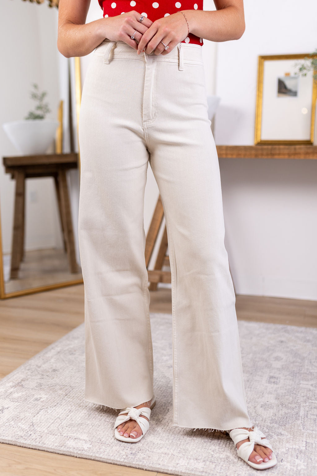 Frankie Wide Leg Pants | Ecru