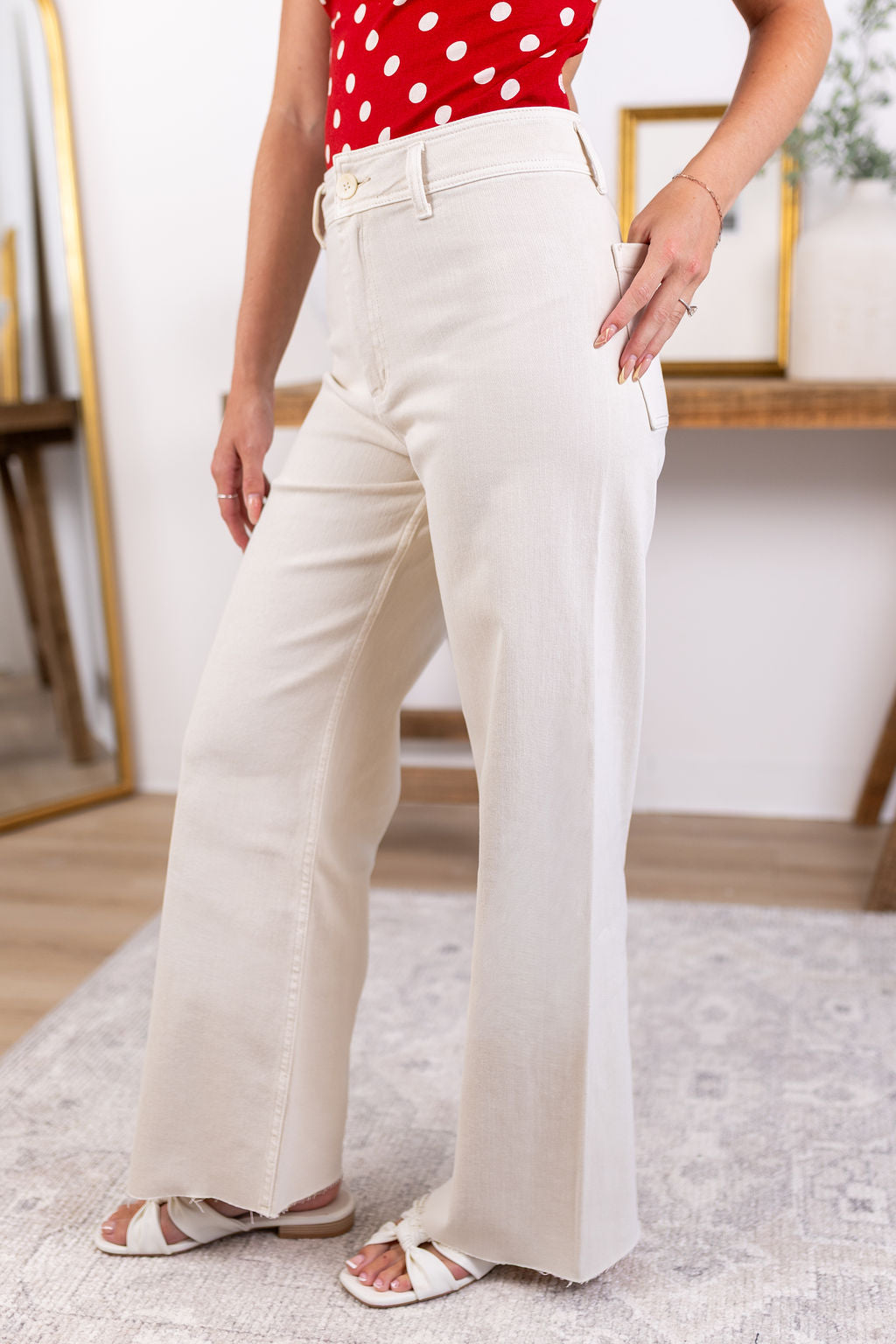 Frankie Wide Leg Pants | Ecru