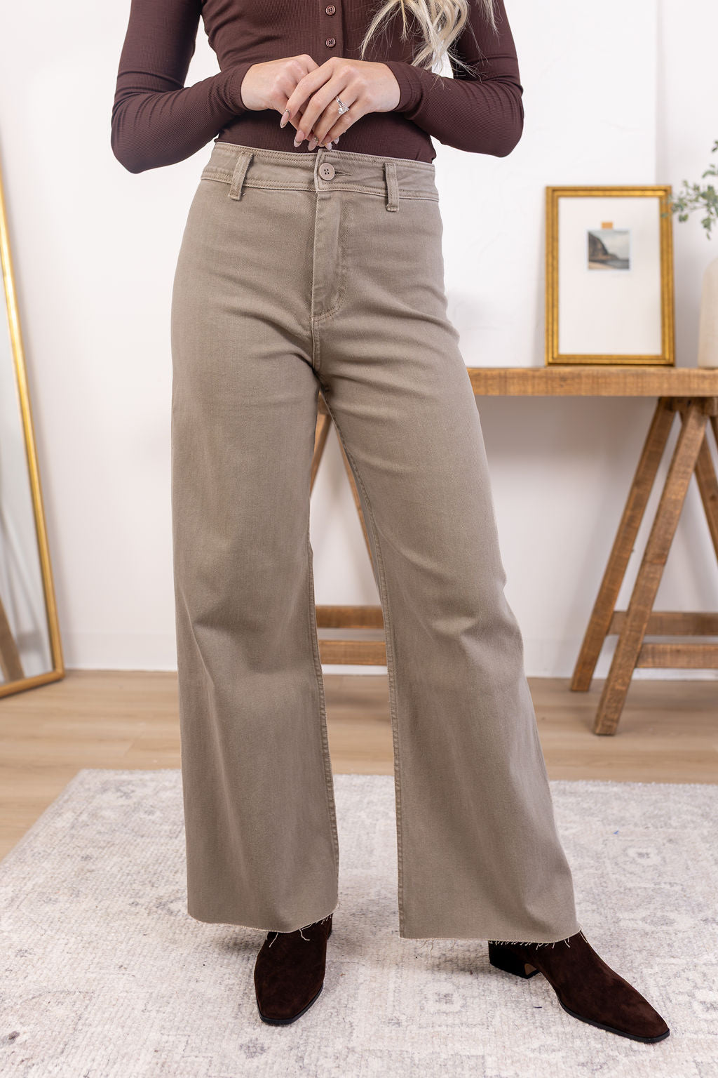 Frankie Wide Leg Pants | Stone