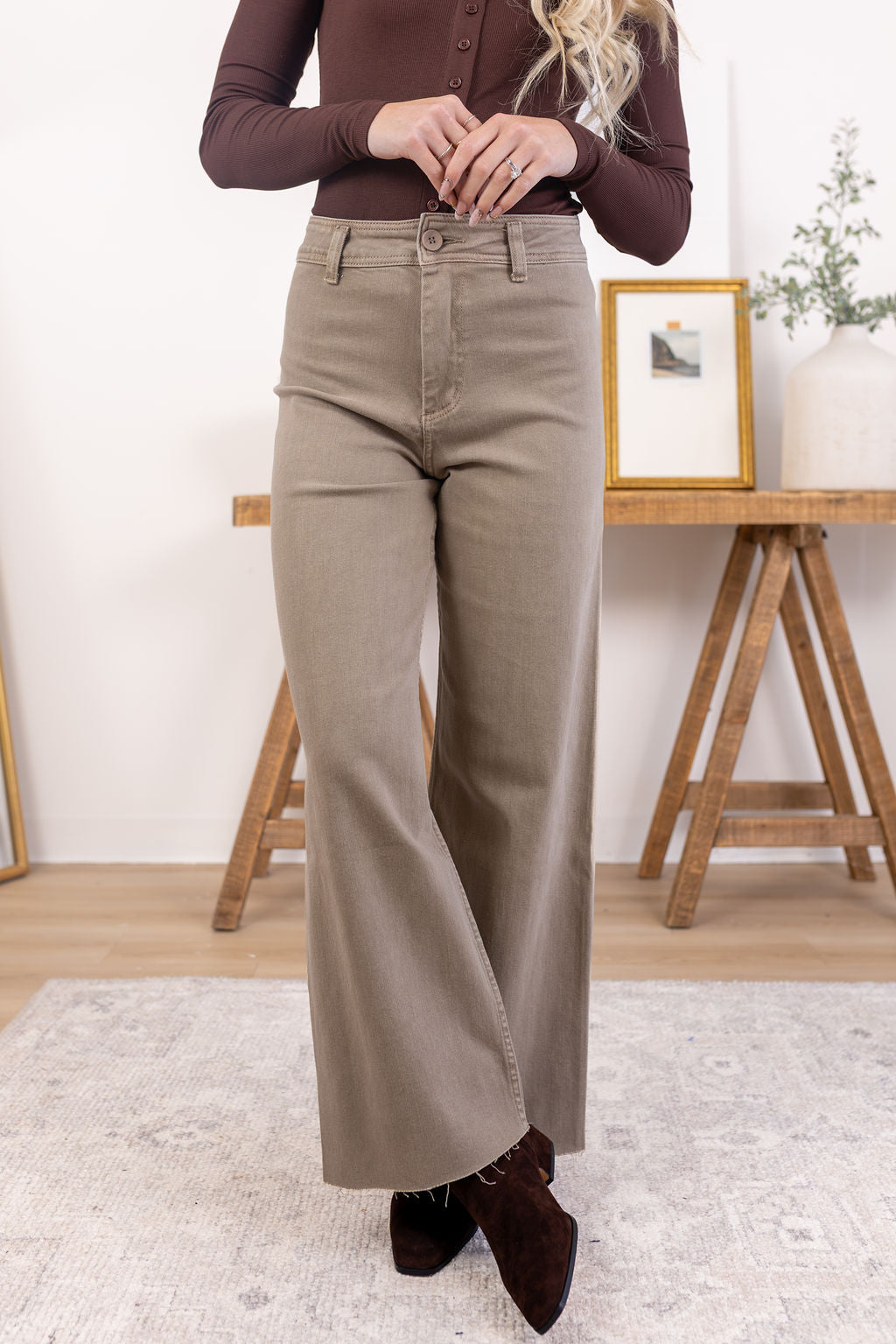 Frankie Wide Leg Pants | Stone