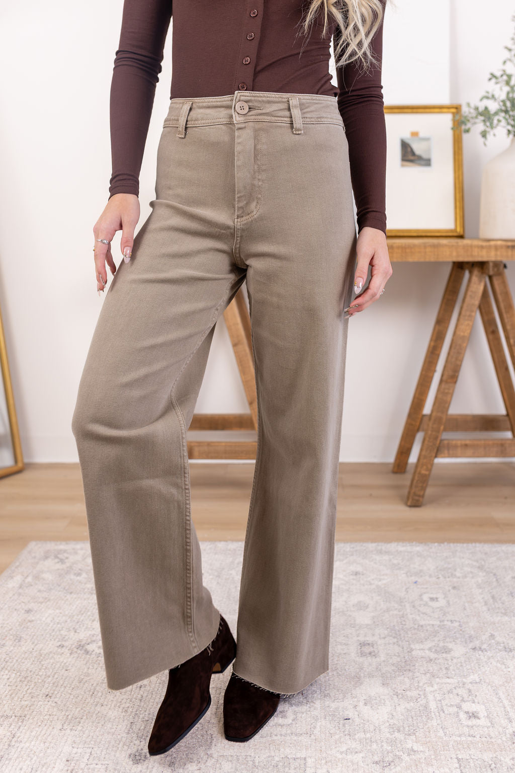 Frankie Wide Leg Pants | Stone