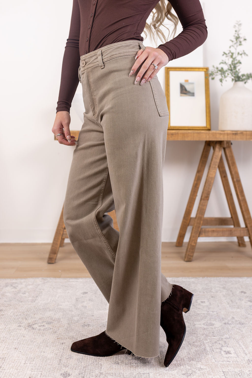 Frankie Wide Leg Pants | Stone