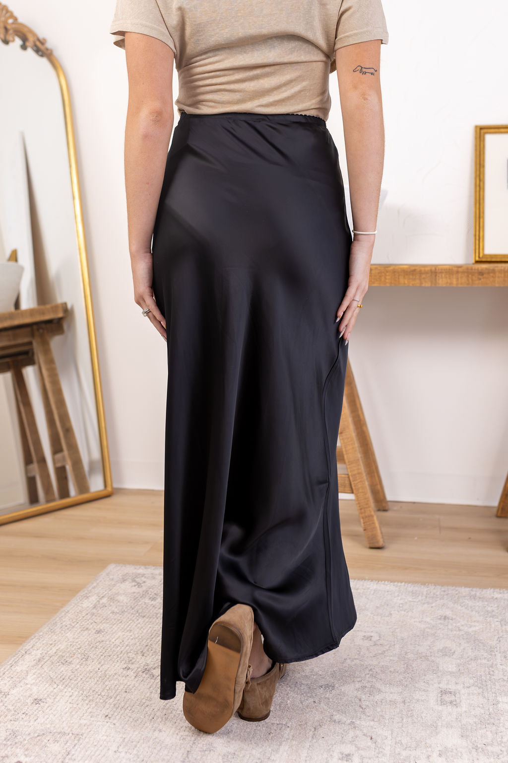 Satin Slip Skirt | Black