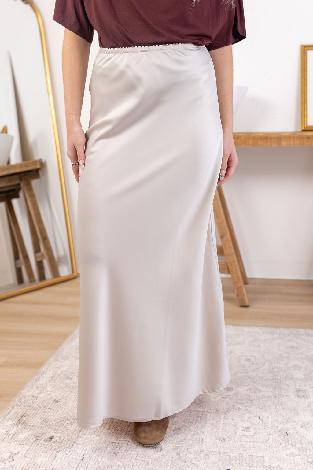 Satin Slip Skirt | Champagne