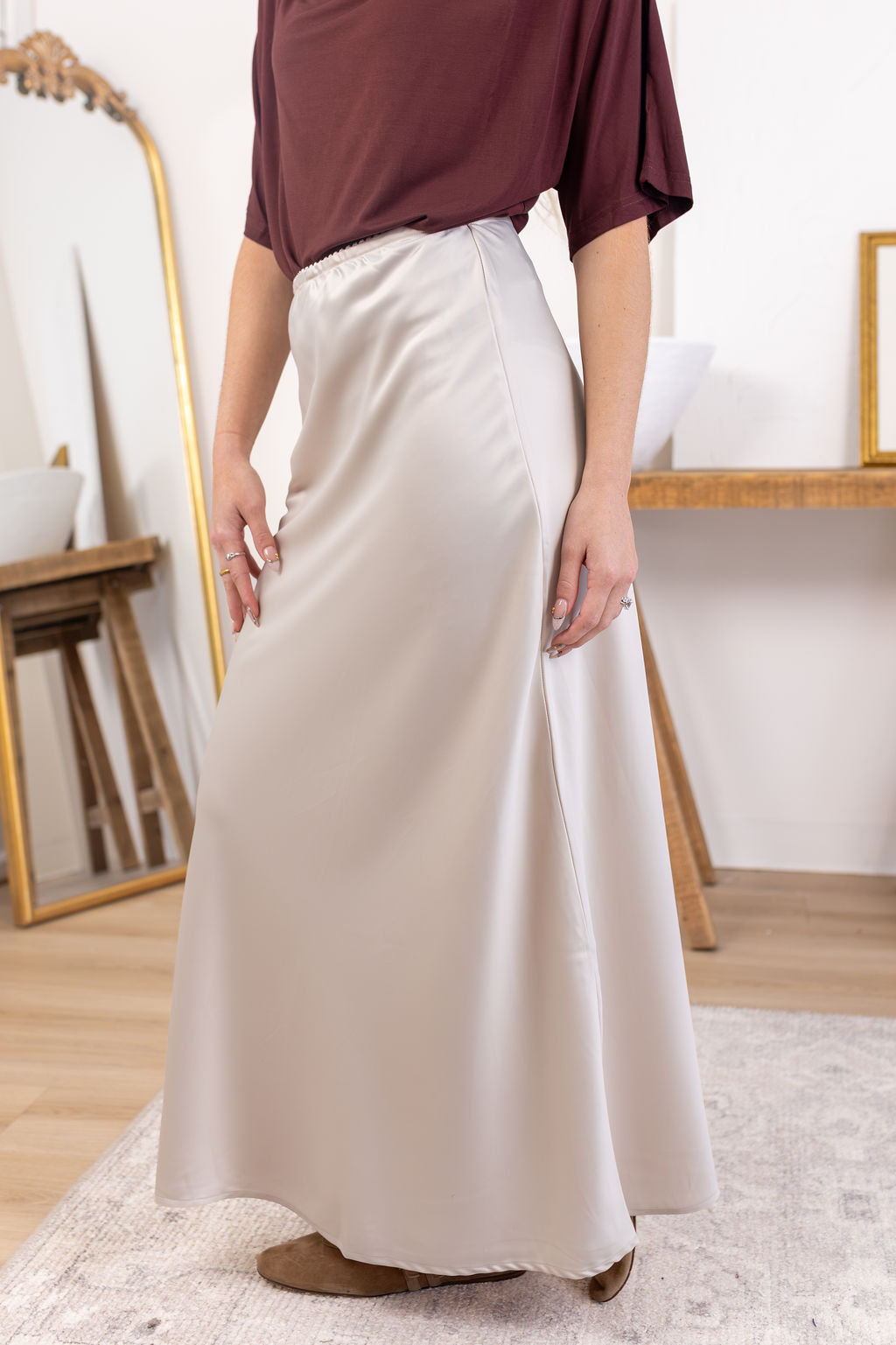 Satin Slip Skirt | Champagne