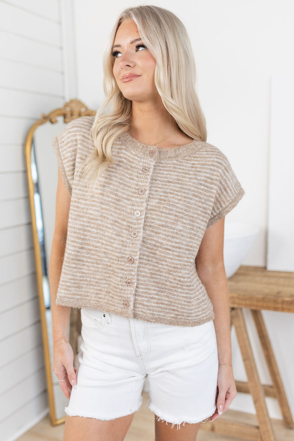Julie Striped Top | Taupe