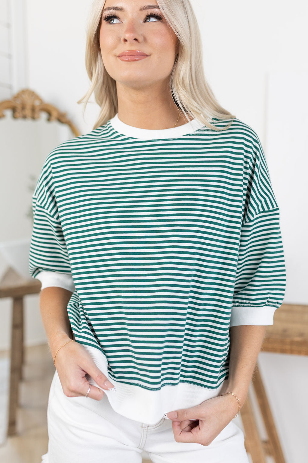 Devon Striped Top | Green