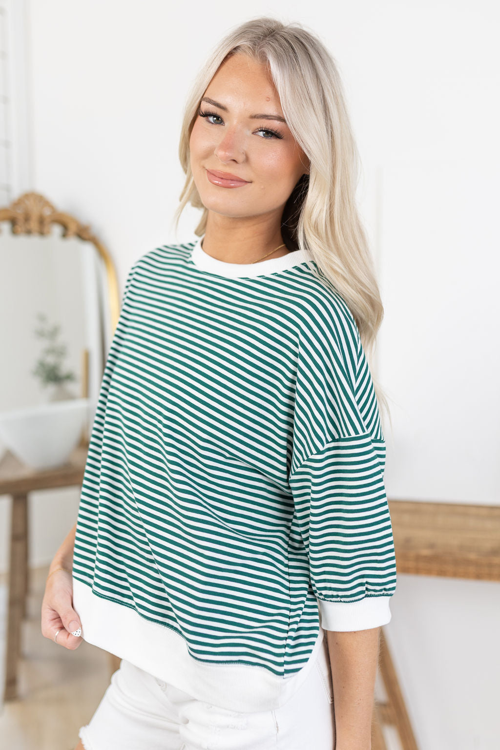 Devon Striped Top | Green