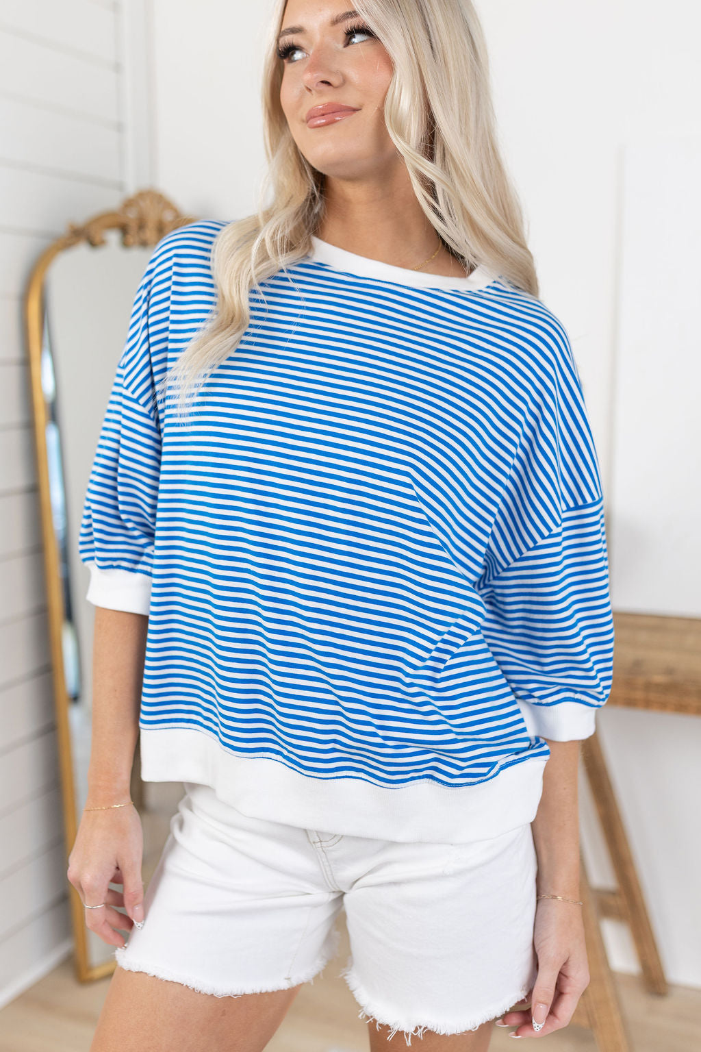 Devon Striped Top | Blue