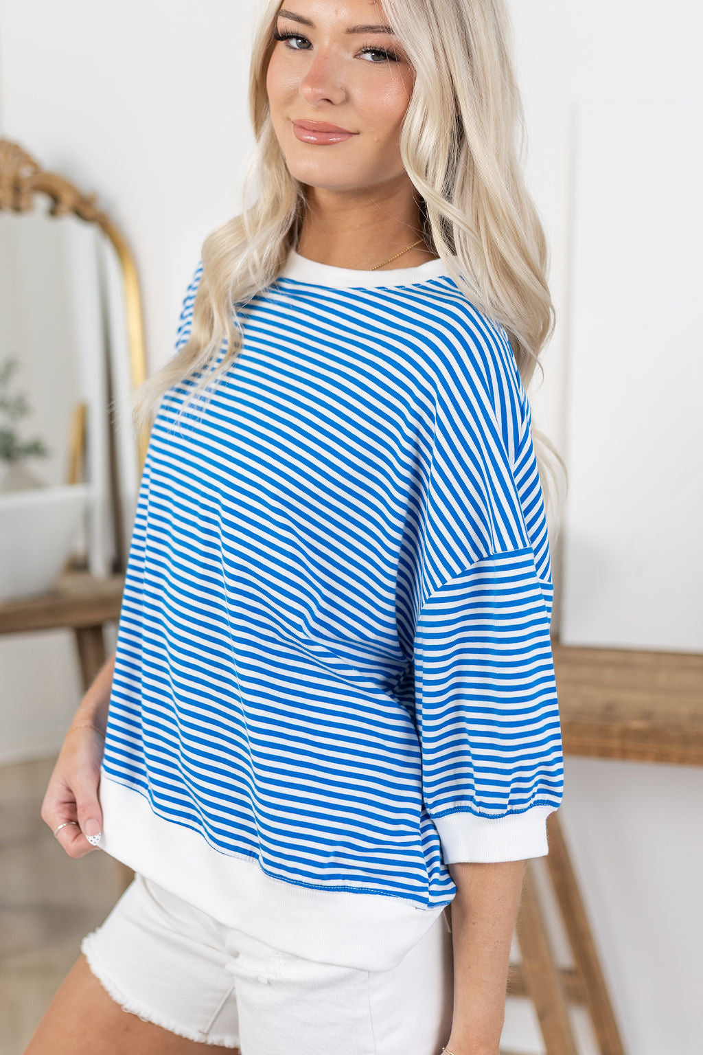 Devon Striped Top | Blue