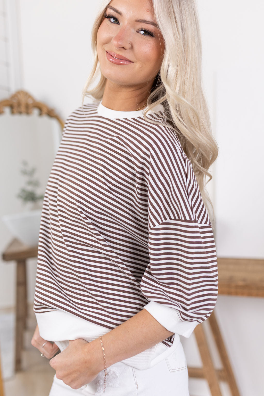 Devon Striped Top | Brown