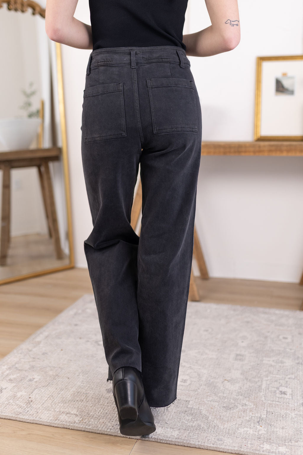 Frankie Wide Leg Pants | Washed Black